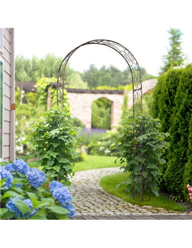 Outsunny Metal Garden Arch Trellis, Decorative Arbour Archway for Walkway Path Ceremony Wedding Party, 120 x 30 x 226cm