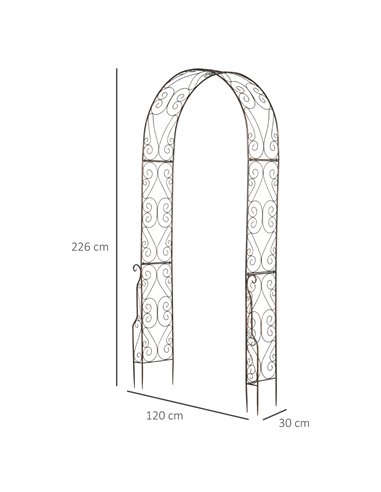 Outsunny Metal Garden Arch Trellis, Decorative Arbour Archway for Walkway Path Ceremony Wedding Party, 120 x 30 x 226cm