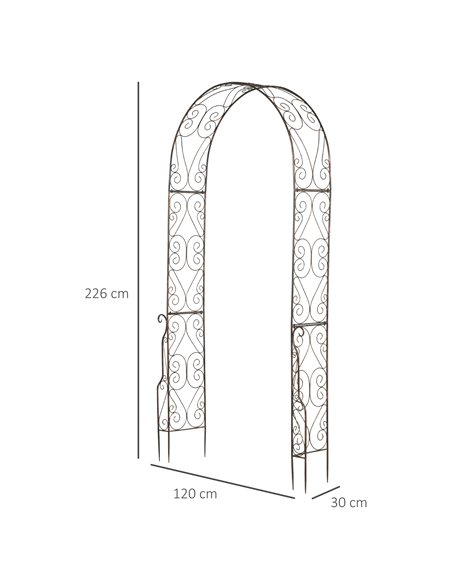 Outsunny Metal Garden Arch Trellis, Decorative Arbour Archway for Walkway Path Ceremony Wedding Party, 120 x 30 x 226cm - pic 130694 | FastDaddyshop