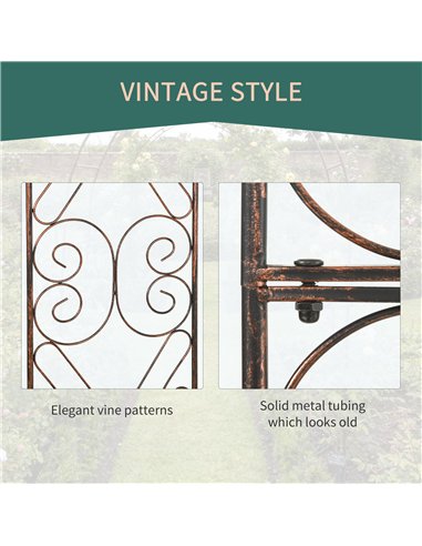 Outsunny Metal Garden Arch Trellis, Decorative Arbour Archway for Walkway Path Ceremony Wedding Party, 120 x 30 x 226cm