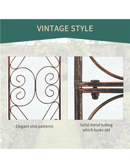Outsunny Metal Garden Arch Trellis, Decorative Arbour Archway for Walkway Path Ceremony Wedding Party, 120 x 30 x 226cm - pic 130695 | FastDaddyshop
