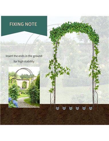 Outsunny Metal Garden Arch Trellis, Decorative Arbour Archway for Walkway Path Ceremony Wedding Party, 120 x 30 x 226cm