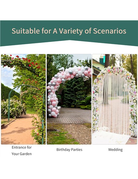 Outsunny Metal Garden Arch Trellis, Decorative Arbour Archway for Walkway Path Ceremony Wedding Party, 120 x 30 x 226cm - pic 130698 | FastDaddyshop