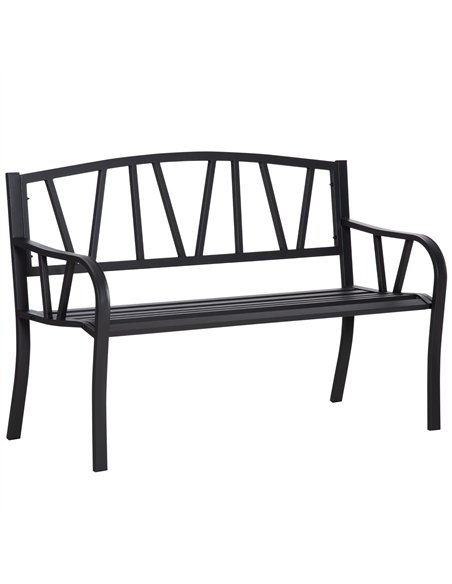 Outsunny 2-Seater Garden Bench Metal Loveseat w/ Decorative Backrest Ergonomic Armrest - pic 130728 | FastDaddyshop