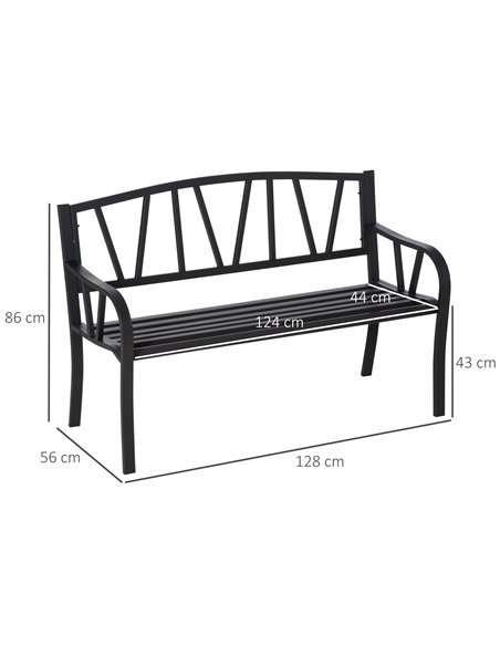 Outsunny 2-Seater Garden Bench Metal Loveseat w/ Decorative Backrest Ergonomic Armrest - pic 130730 | FastDaddyshop