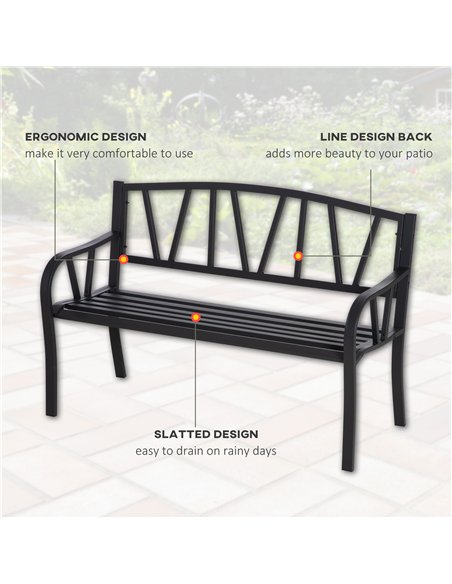 Outsunny 2-Seater Garden Bench Metal Loveseat w/ Decorative Backrest Ergonomic Armrest - pic 130732 | FastDaddyshop