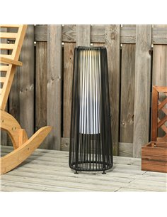 Outsunny Patio Garden Solar Powered Lights Woven Resin Wicker Lantern Auto On/Off 2