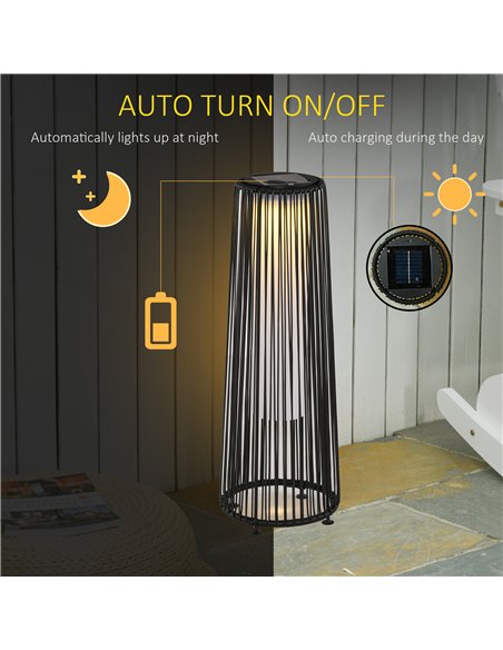 Outsunny Patio Garden Solar Powered Lights Woven Resin Wicker Lantern Auto On/Off - pic 130740 | FastDaddyshop