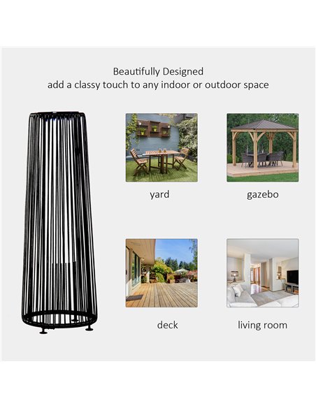 Outsunny Patio Garden Solar Powered Lights Woven Resin Wicker Lantern Auto On/Off - pic 130743 | FastDaddyshop