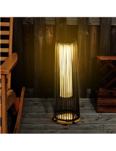 Outsunny Patio Garden PE Rattan Solar Lights Woven Resin Wicker Lantern Auto On/Off Solar Powered Lights for Porch, Yard, Lawn,  2