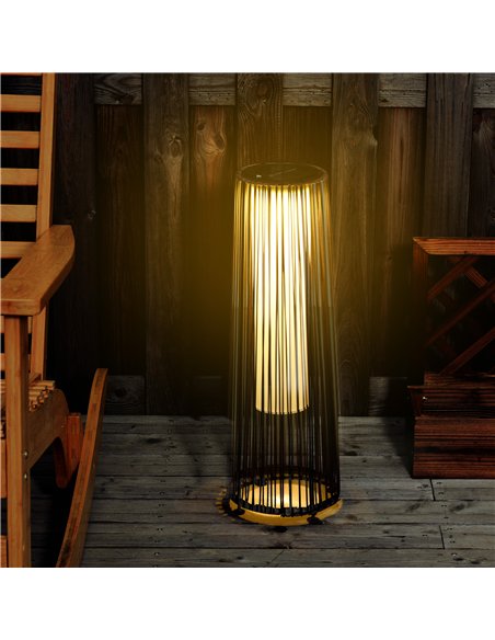 Outsunny Patio Garden PE Rattan Solar Lights Woven Resin Wicker Lantern Auto On/Off Solar Powered Lights for Porch, Yard, Lawn,  - pic 130747 | FastDaddyshop