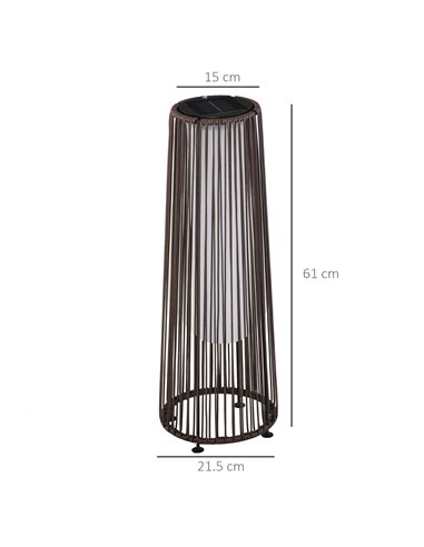 Outsunny Patio Garden PE Rattan Solar Lights Woven Resin Wicker Lantern Auto On/Off Solar Powered Lights for Porch, Yard, Lawn, 
