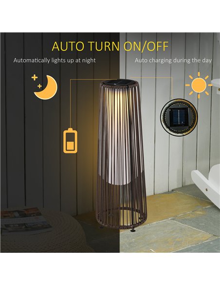 Outsunny Patio Garden PE Rattan Solar Lights Woven Resin Wicker Lantern Auto On/Off Solar Powered Lights for Porch, Yard, Lawn,  - pic 130749 | FastDaddyshop