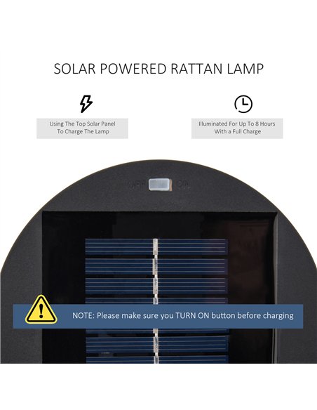 Outsunny Patio Garden PE Rattan Solar Lights Woven Resin Wicker Lantern Auto On/Off Solar Powered Lights for Porch, Yard, Lawn,  - pic 130750 | FastDaddyshop