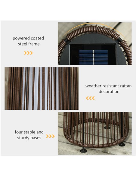 Outsunny Patio Garden PE Rattan Solar Lights Woven Resin Wicker Lantern Auto On/Off Solar Powered Lights for Porch, Yard, Lawn,  - pic 130751 | FastDaddyshop