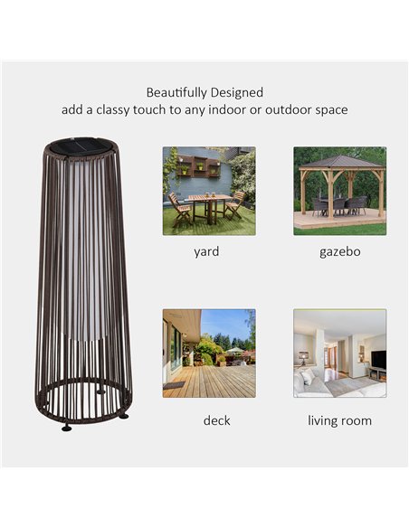 Outsunny Patio Garden PE Rattan Solar Lights Woven Resin Wicker Lantern Auto On/Off Solar Powered Lights for Porch, Yard, Lawn,  - pic 130752 | FastDaddyshop