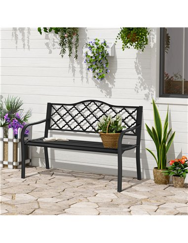 Outsunny 2-Seater Garden Bench Antique Loveseat for Yard, Lawn, Porch, Patio, Steel
