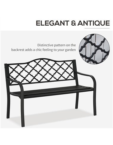 Outsunny 2-Seater Garden Bench Antique Loveseat for Yard, Lawn, Porch, Patio, Steel