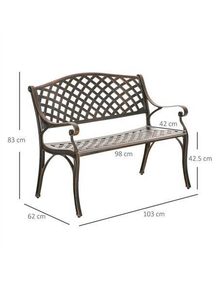 Outsunny Cast Aluminium Outdoor Garden Bench 2 Seater Antique Patio Loveseat, Bronze - pic 130766 | FastDaddyshop