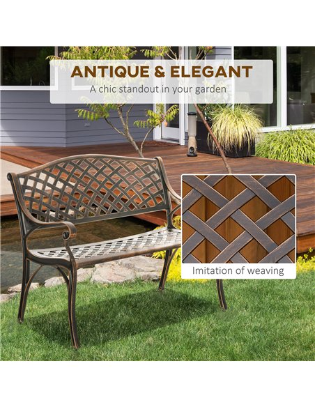 Outsunny Cast Aluminium Outdoor Garden Bench 2 Seater Antique Patio Loveseat, Bronze - pic 130767 | FastDaddyshop