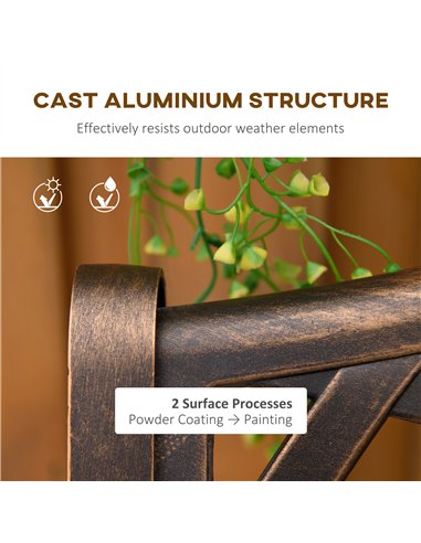 Outsunny Cast Aluminium Outdoor Garden Bench 2 Seater Antique Patio Loveseat, Bronze