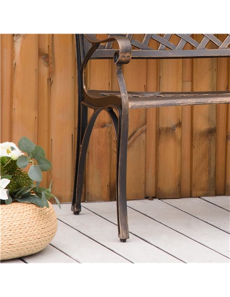 Outsunny Cast Aluminium Outdoor Garden Bench 2 Seater Antique Patio Loveseat, Bronze - pic 130772 | FastDaddyshop