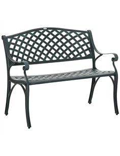Outsunny Cast Aluminium Garden Bench 2 Seater Antique Loveseat for Outdoor Patio Porch Park, Verdigris
