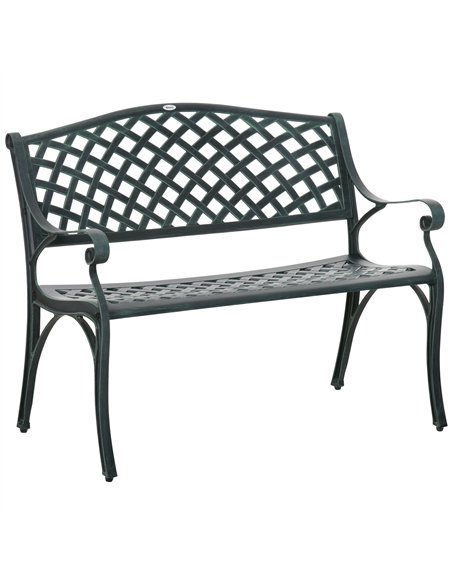 Outsunny Cast Aluminium Garden Bench 2 Seater Antique Loveseat for Outdoor Patio Porch Park, Verdigris - pic 130782 | FastDaddyshop