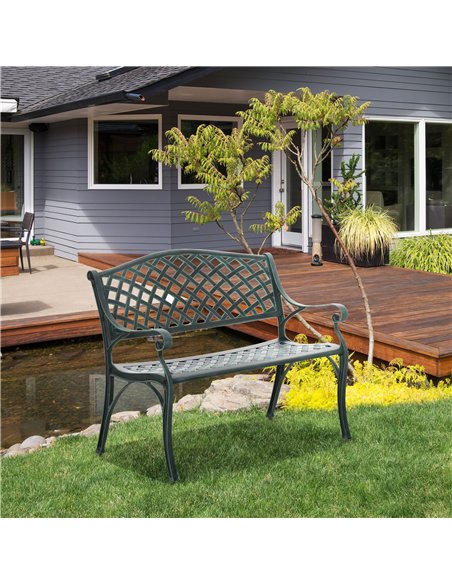 Outsunny Cast Aluminium Garden Bench 2 Seater Antique Loveseat for Outdoor Patio Porch Park, Verdigris - pic 130783 | FastDaddyshop