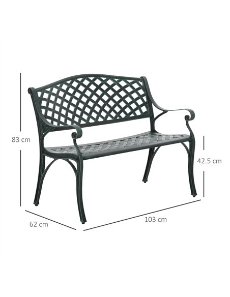 Outsunny Cast Aluminium Garden Bench 2 Seater Antique Loveseat for Outdoor Patio Porch Park, Verdigris - pic 130784 | FastDaddyshop