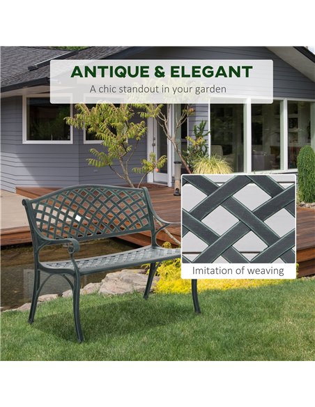 Outsunny Cast Aluminium Garden Bench 2 Seater Antique Loveseat for Outdoor Patio Porch Park, Verdigris - pic 130785 | FastDaddyshop