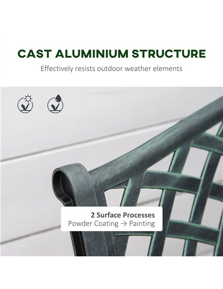 Outsunny Cast Aluminium Garden Bench 2 Seater Antique Loveseat for Outdoor Patio Porch Park, Verdigris - pic 130786 | FastDaddyshop