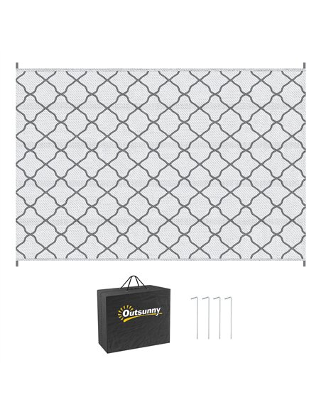 Outsunny Reversible Outdoor Rug with Carry Bag, Waterproof Plastic Straw Mat for Garden, Deck, RV, Picnic, Beach, Camping, 182 x - pic 130809 | FastDaddyshop