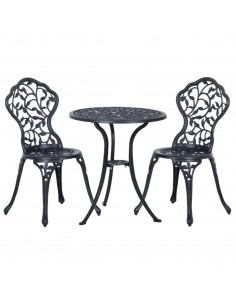 Outsunny 3 Pcs Aluminum Bistro Garden Furniture Set, Black