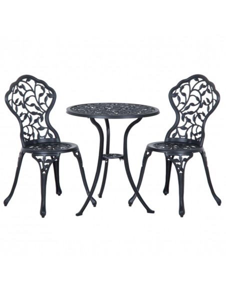 Outsunny 3 Pcs Aluminum Bistro Garden Furniture Set, Black - pic 13081 | FastDaddyshop