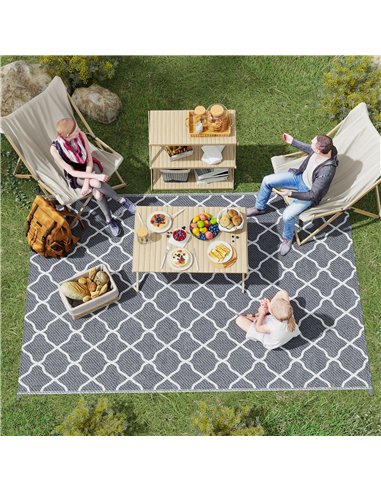 Outsunny Reversible Outdoor Rug with Carry Bag, Waterproof Plastic Straw Mat for Garden, Deck, RV, Picnic, Beach, Camping, 182 x
