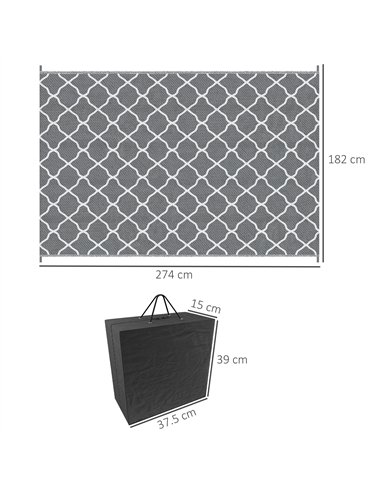 Outsunny Reversible Outdoor Rug with Carry Bag, Waterproof Plastic Straw Mat for Garden, Deck, RV, Picnic, Beach, Camping, 182 x