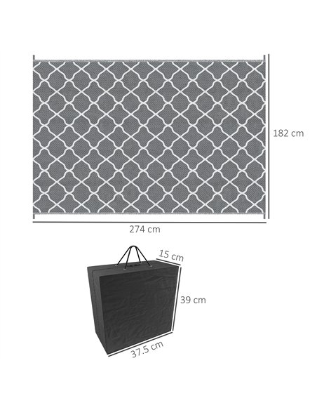 Outsunny Reversible Outdoor Rug with Carry Bag, Waterproof Plastic Straw Mat for Garden, Deck, RV, Picnic, Beach, Camping, 182 x - pic 130811 | FastDaddyshop
