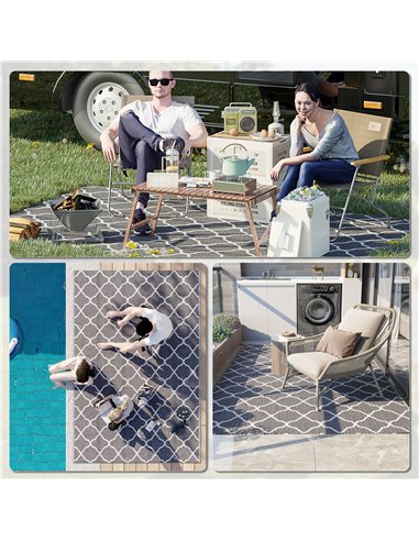 Outsunny Reversible Outdoor Rug with Carry Bag, Waterproof Plastic Straw Mat for Garden, Deck, RV, Picnic, Beach, Camping, 182 x