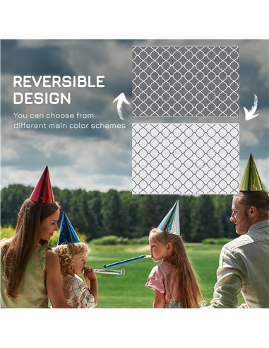 Outsunny Reversible Outdoor Rug with Carry Bag, Waterproof Plastic Straw Mat for Garden, Deck, RV, Picnic, Beach, Camping, 182 x