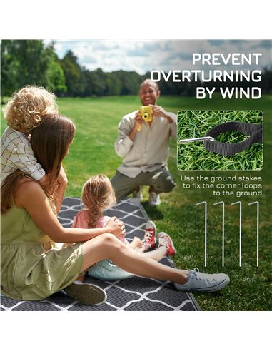 Outsunny Reversible Outdoor Rug with Carry Bag, Waterproof Plastic Straw Mat for Garden, Deck, RV, Picnic, Beach, Camping, 182 x