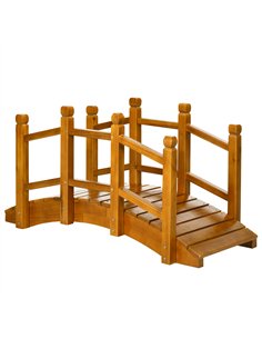 Outsunny Wooden Garden Bridge with Safety Railings, Arc Footbridge for Pond Backyard Stream, Brown