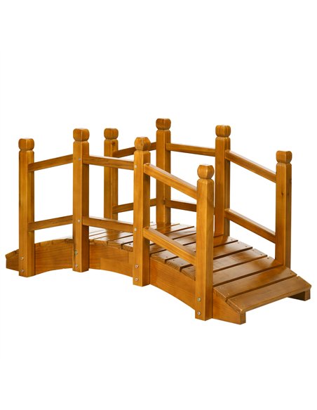 Outsunny Wooden Garden Bridge with Safety Railings, Arc Footbridge for Pond Backyard Stream, Brown - pic 130818 | FastDaddyshop