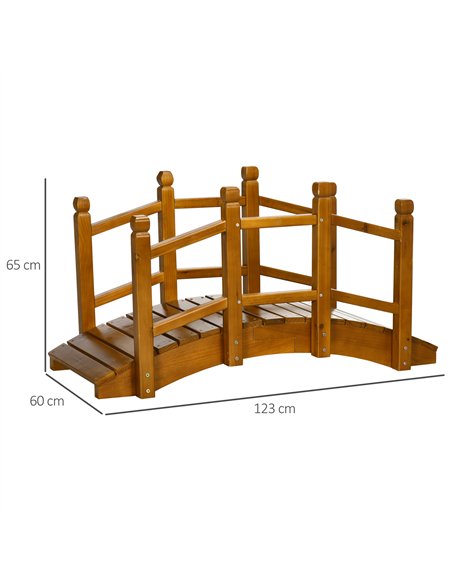 Outsunny Wooden Garden Bridge with Safety Railings, Arc Footbridge for Pond Backyard Stream, Brown - pic 130820 | FastDaddyshop