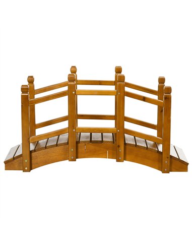 Outsunny Wooden Garden Bridge with Safety Railings, Arc Footbridge for Pond Backyard Stream, Brown