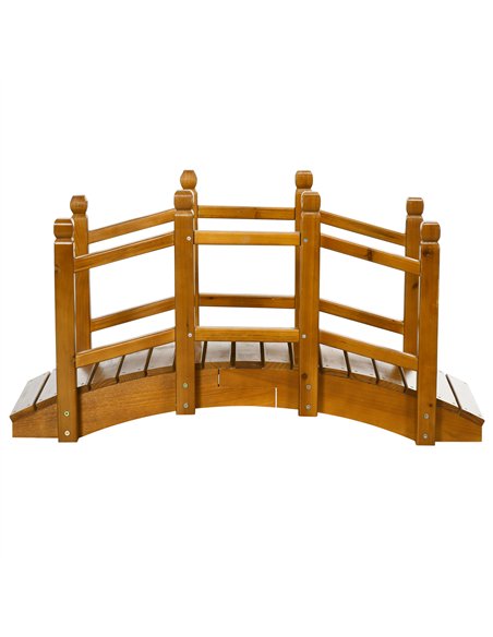 Outsunny Wooden Garden Bridge with Safety Railings, Arc Footbridge for Pond Backyard Stream, Brown - pic 130824 | FastDaddyshop
