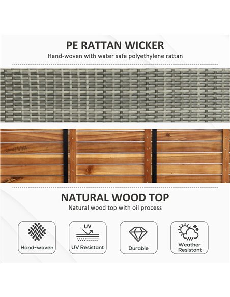 Outsunny Patio Wicker Storage Bench Box, Outdoor Garden PE Rattan Pool Storage Deck Bin Box w/ Natural Wood Top, Lid, Ideal for  - pic 130832 | FastDaddyshop