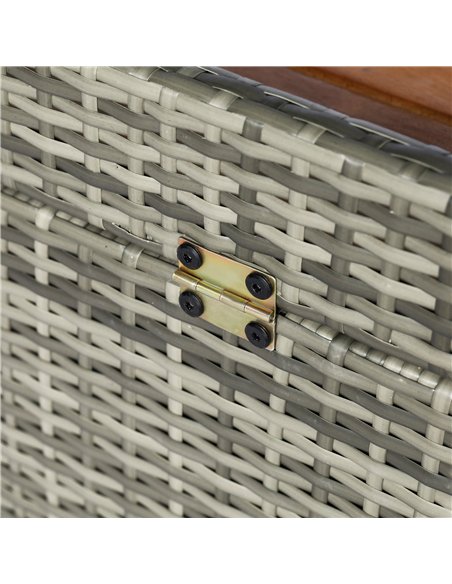 Outsunny Patio Wicker Storage Bench Box, Outdoor Garden PE Rattan Pool Storage Deck Bin Box w/ Natural Wood Top, Lid, Ideal for  - pic 130833 | FastDaddyshop