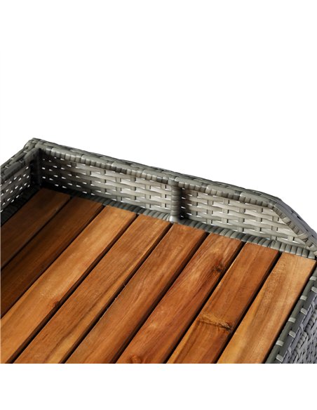 Outsunny Patio Wicker Storage Bench Box, Outdoor Garden PE Rattan Pool Storage Deck Bin Box w/ Natural Wood Top, Lid, Ideal for  - pic 130835 | FastDaddyshop