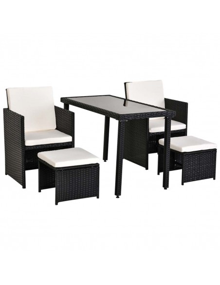 Outsunny 4-Seater Rattan Garden Furniture Space-saving Set, Black - pic 13084 | FastDaddyshop